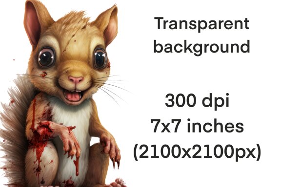 Zombie Woodland Animals PNG Bundle Volume I, Weird Toys Funny Horror Clipart
