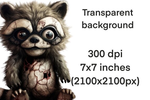 Zombie Woodland Animals PNG Bundle Volume II, Weird Toys Funny Horror Clipart