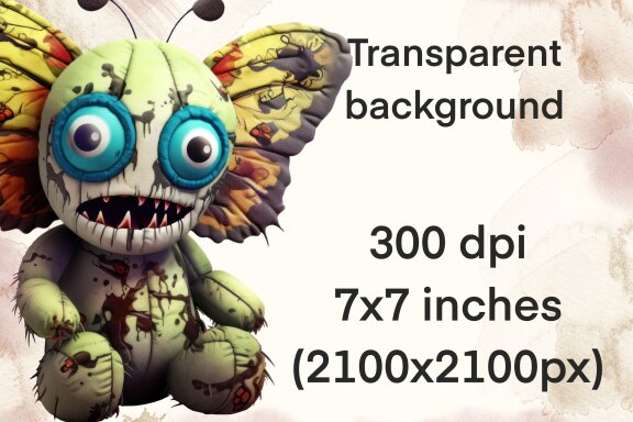 Plush Zombie Butterfly PNG Bundle Volume I, Weird Toys Funny Horror Clipart