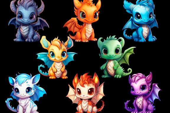Cute Little Dragon PNG Bundle, Chibi dragon clipart