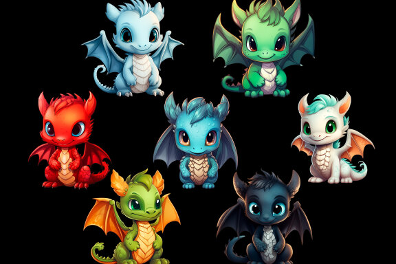 Cute Little Dragon PNG Bundle, Chibi dragon clipart