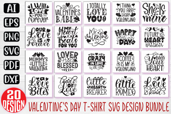 Happy Valentine SVG And T-shirt Design Bundle