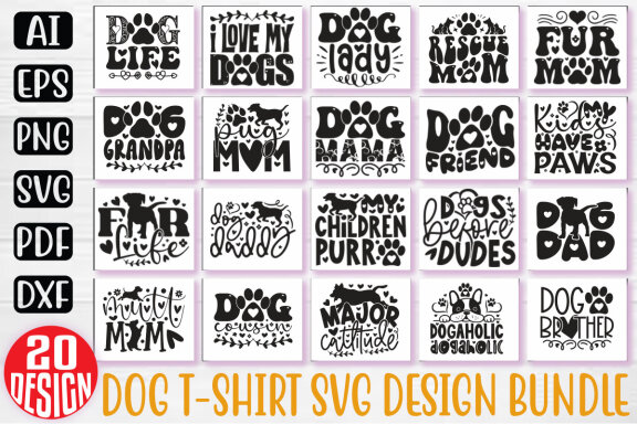 Dog SVG And T-shirt Design Bundle