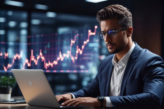 Working on Laptop - Finance Stock Photos