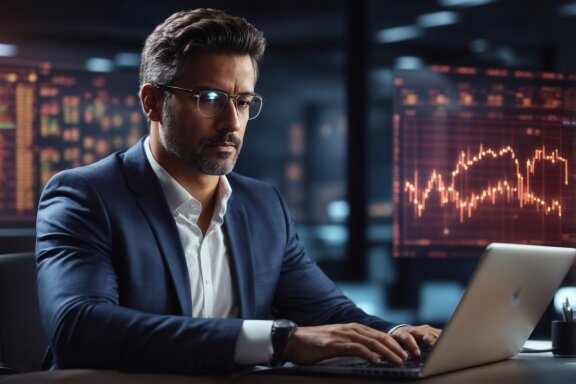 Working on Laptop - Finance Stock Photos