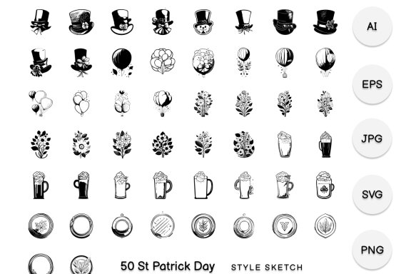 St Patrick Day Element Draw Black