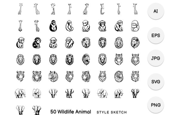 Wildlife Animal Element Draw Black