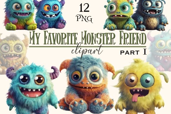 Plush Monster Toy PNG bundle Volume l, Funny Monster Clipart