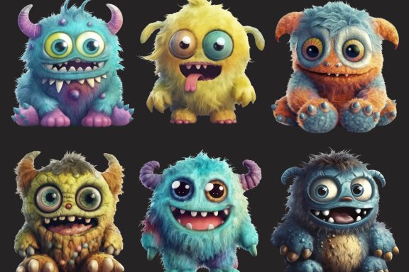 Plush Monster Toy PNG bundle Volume l, Funny Monster Clipart