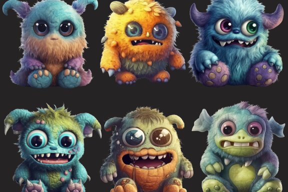 Plush Monster Toy PNG bundle Volume Il, Funny Monster Clipart