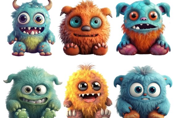 Plush Monster Toy PNG bundle Volume Il, Funny Monster Clipart