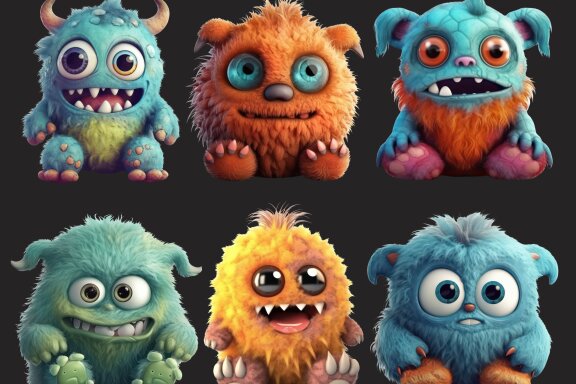 Plush Monster Toy PNG bundle Volume Il, Funny Monster Clipart