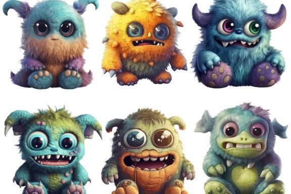Plush Monster Toy PNG bundle Volume Il, Funny Monster Clipart