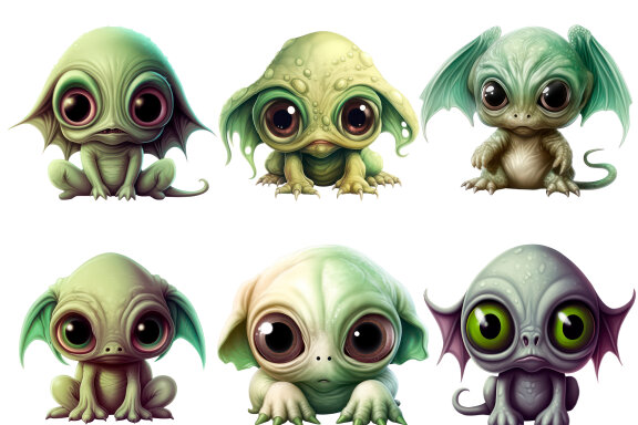 Creepy Cute Monster PNG bundle, Funny Monster Clipart