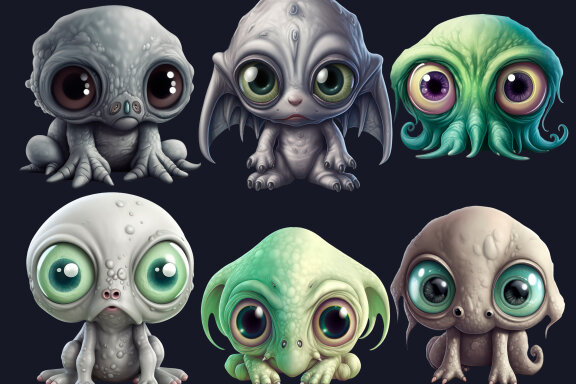 Creepy Cute Monster PNG bundle, Funny Monster Clipart