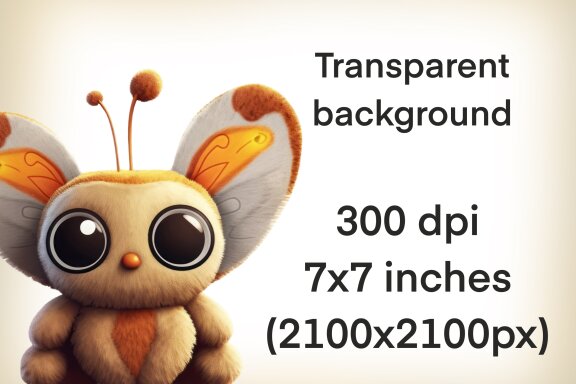 Plush Moth PNG Bundle, Cute Baby Animal Clipart