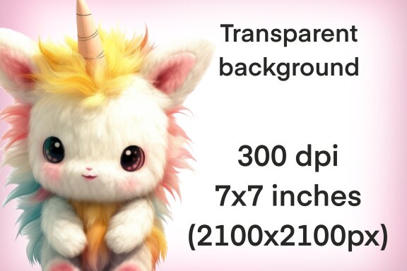 Plush Unicorn PNG Bundle, Cute Fantasy Animal Clipart