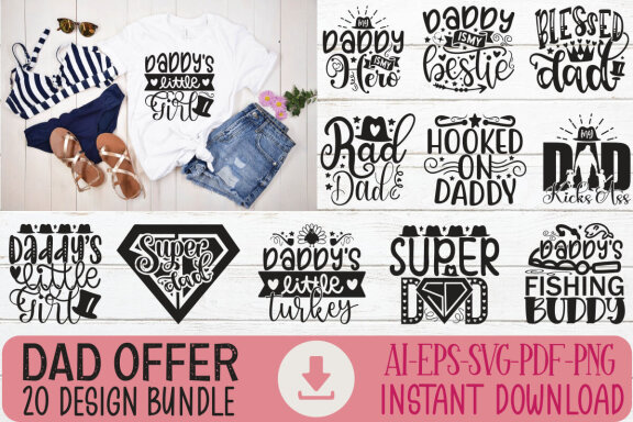 Happy Father's Day SVG And T-shirt Design Bundle