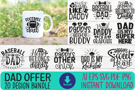Happy Father's Day SVG And T-shirt Design Bundle