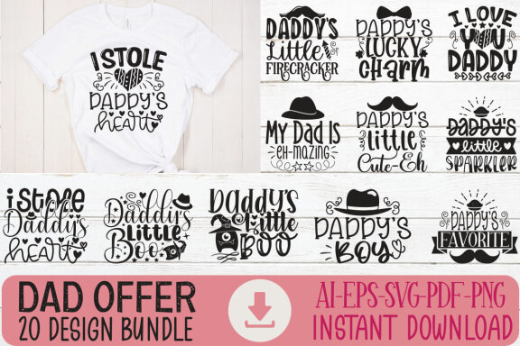 Happy Father's Day SVG And T-shirt Design Bundle