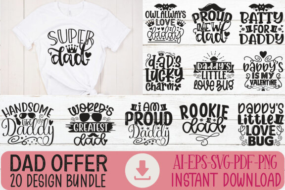 Happy Father's Day SVG And T-shirt Design Bundle