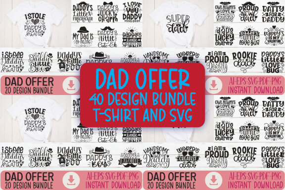 Happy Father's Day SVG And T-shirt Design Bundle