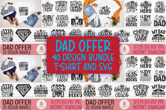 Happy Father's Day SVG And T-shirt Design Bundle
