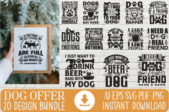 Dog SVG And T-shirt Design Bundle