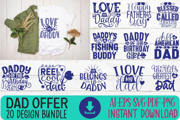 Dog Father SVG And T-shirt Design Bundle