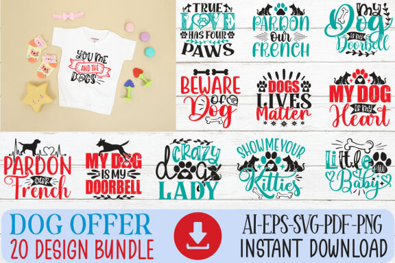 Dog SVG And T-shirt Design Bundle
