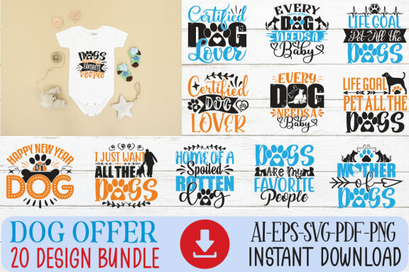 Dog SVG And T-shirt Design Bundle