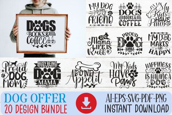 Dog SVG And T-shirt Design Bundle