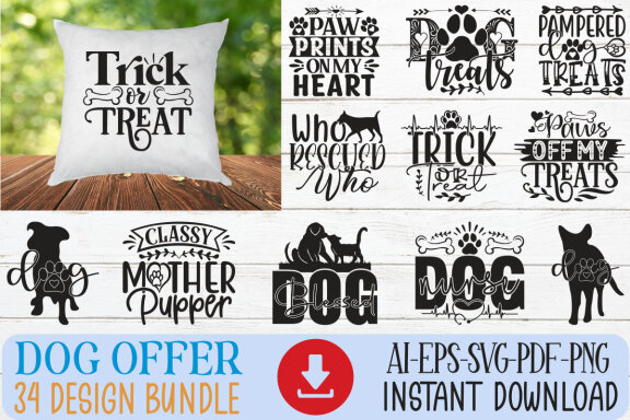 Dog SVG And T-shirt Design Bundle