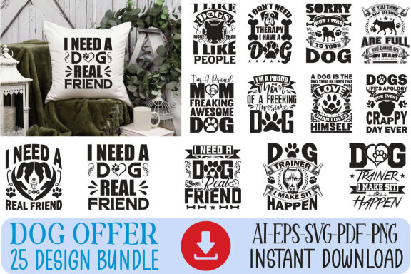 Dog SVG And T-shirt Design Bundle