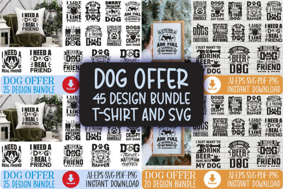 Dog SVG And T-shirt Design Bundle
