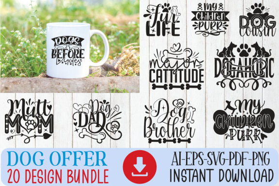 Dog SVG And T-shirt Design Bundle