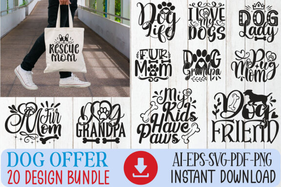 Dog SVG And T-shirt Design Bundle
