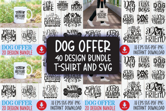 Dog SVG And T-shirt Design Bundle