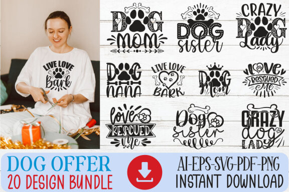 Dog SVG And T-shirt Design Bundle