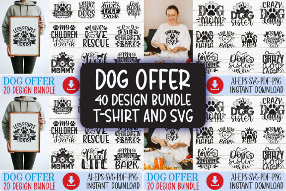 Dog SVG And T-shirt Design Bundle