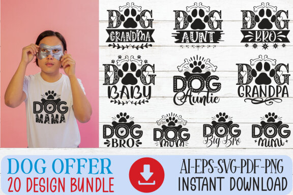 Dog SVG And T-shirt Design Bundle