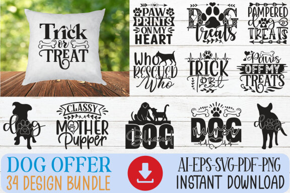 Dog SVG And T-shirt Design Bundle