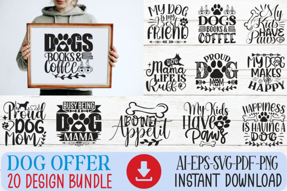 Dog SVG And T-shirt Design Bundle