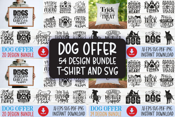 Dog SVG And T-shirt Design Bundle