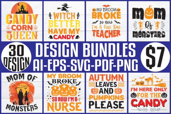 Halloween mega t-shirt design bundle