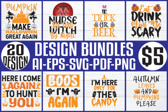 Halloween mega t-shirt design bundle