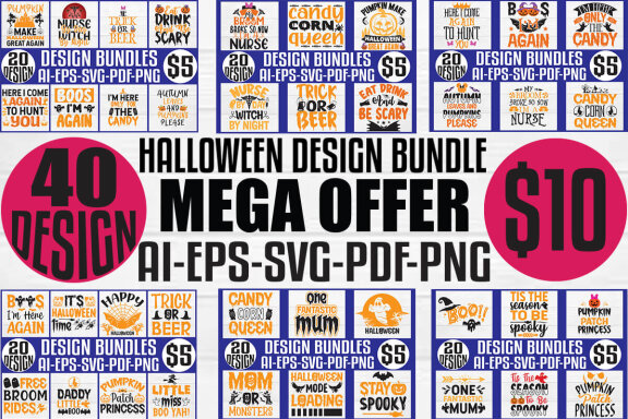 Halloween mega t-shirt design bundle
