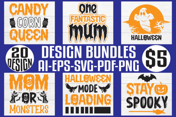 Halloween mega t-shirt design bundle