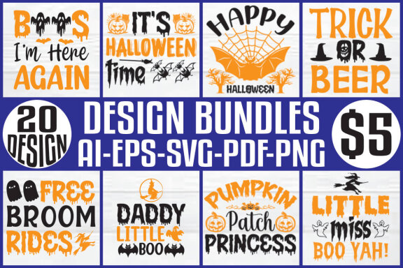 Halloween mega t-shirt design bundle