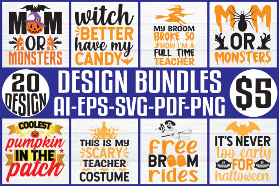 Halloween mega t-shirt design bundle